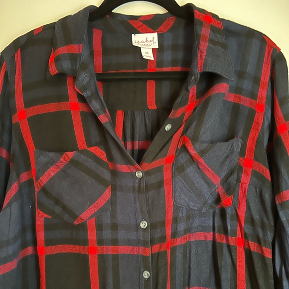 Isabel Maternity Plaid Collared Maternity Button Up Shirt Size XL - Picture 4 of 6